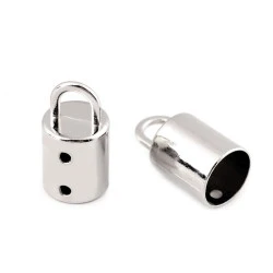 Capăt metalic șnur, ø14 mm - Nichel (10 Bucăți)