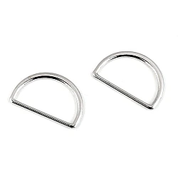 Inel metalic tip d plat, lățime 25 mm - Nichel (10 Bucăți)