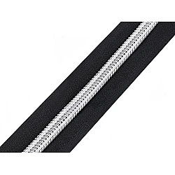 Fermoar spiralat argintiu, metraj no 10 - Negru (1 Metru)
