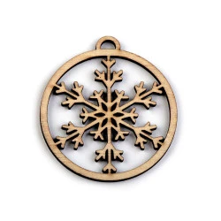 Decorațiuni din lemn - fulg de nea, brăduț ø45 mm - Natur (3 Bucăți)