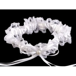 Jartieră mireasă din dantelă - Alb (1 Bucată)