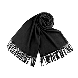 Șal pashmina / eșarfă pashmina cu franjuri - Negru (1 Bucată)