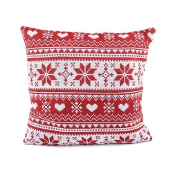 Față de pernă decorativă, motive crăciun, 45x45 cm - Roșu (1 Bucată)