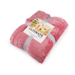 Pătură cu blană sintetică, 150x200 cm - Roz mediu (1 Bucată)