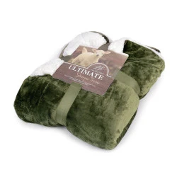 Pătură cu blană sintetică, 150x200 cm - Verde (1 Bucată)
