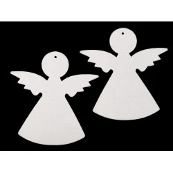 Decorațiune din lemn îngeraș - Alb (2 Bucăți)