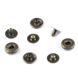 Capse metalice, ø10 mm - Alamă antică (50 Seturi)