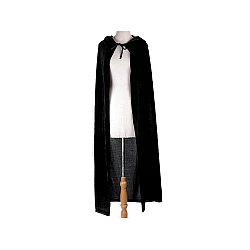 Pelerină de carnaval catifelată cu glugă - Negru (1 Bucată)