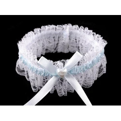 Jartieră mireasă din dantelă cu inimioară - Alb (1 Bucată)
