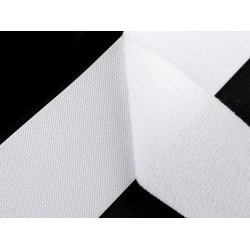 Bandă arici cu profil mic, complet (puf + scai), 50 mm - Alb (1 Metru)