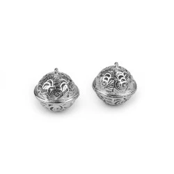 Clopoței / zurgălăi filigran, ø18 mm,  ø26 mm - Argintiu închis (2 Bucăți)