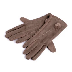 Mănuși de damă cu pompom - Maro bronz (1 Pereche)