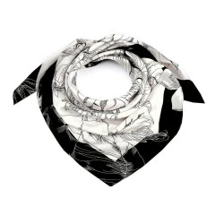 Batic / eşarfă satinată cu motiv floral, 90x90 cm - Bej pal (1 Bucată)