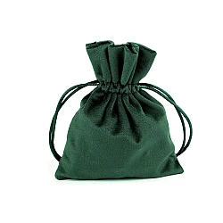 Săculeț catifea pentru cadouri, 10x13 cm - Verde închis (1 Bucată)