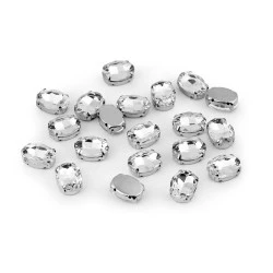 Strasuri de cusut, model oval 10x14 mm - Cristal (160 Bucăți)