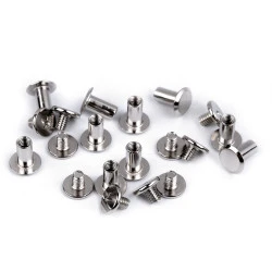 Butoni cu șurub pentru pielarie, ø10 mm - Nichel (10 Perechi)