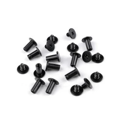 Butoni cu șurub pentru pielarie, ø10 mm - Lac negru (10 Perechi)