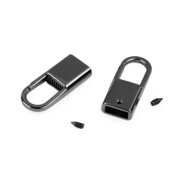 Capăt șnur carabină, lățime 9 mm - Nichel negru (10 Bucăți)