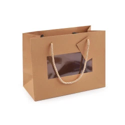 Pungă de hârtie natural cu fereastră - Maro natural (1 Bucată)