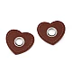 Ocheți metalici inimă din piele pentru cusut - Maro coniac (20 Bucăți)