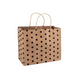 Sacoșă de hârtie cu buline 31x25 cm - Maro natural (25 Bucăți)