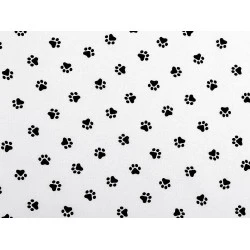 Bumbac imprimat, motiv lăbuțe - Alb (1 Metru)