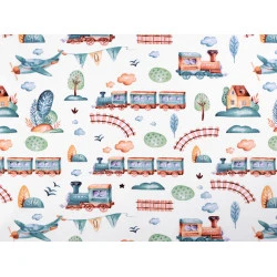 Bumbac imprimat cu motive pentru copii - Alb (1 Metru)