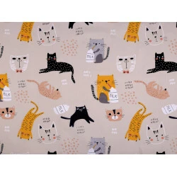 Bumbac imprimat cu motive pentru copii - Bej deschis (1 Metru)