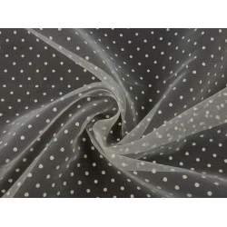 Organza cu buline - Galben vanilie (1 Metru)