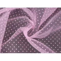 Organza cu buline - Roz deschis (1 Metru)