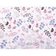Țesătură de bumbac / pânză flori și frunze - Roz deschis (1 Metru)