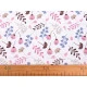Țesătură de bumbac / pânză flori și frunze - Roz deschis (1 Metru)