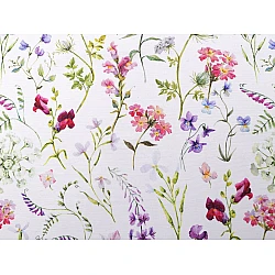 Tesatura decorativa loneta  flori de luncă - Alb (1 Metru)