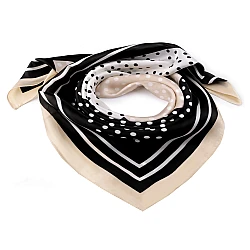 Eșarfă din satin cu buline 70x70 cm - Negru (1 Bucată)