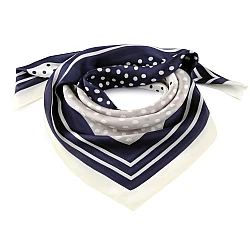 Eșarfă din satin cu buline 70x70 cm - Albastru închis (1 Bucată)