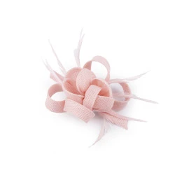 Brosa  / ornament de par floare cu pene - Roz pudrat (1 Bucată)