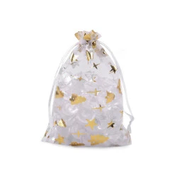 Saculet cadou din organza 10x14,5 cm - Alb (10 Bucăți)