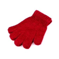 Mănuși chenille pentru copii - Roșu (1 Pereche)