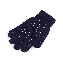 Mănuși tricotate femei/fete cu strasuri - Albastru închis (1 Pereche)