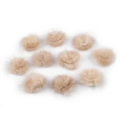 Aplicatie pompon din blană ø3 cm - Bej deschis-maro (10 Bucăți)
