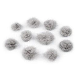 Aplicatie pompon din blană ø3 cm - Gri porumbel (10 Bucăți)