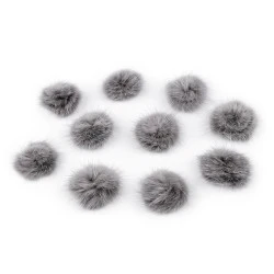 Aplicatie pompon din blană ø3 cm - Gri neutral (10 Bucăți)