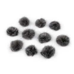 Aplicatie pompon din blană ø3 cm - Gri hematit (10 Bucăți)
