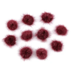 Aplicatie pompon din blană ø3 cm - Bordo deschis (10 Bucăți)