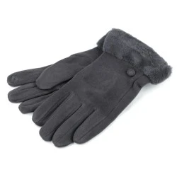 Mănuși de damă cu blană, tactile - Gri neutral (1 Pereche)