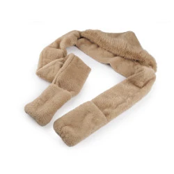 Căciulă de blană „3 în 1” mănuși, eșarfă, glugă - Bej (1 Bucată)