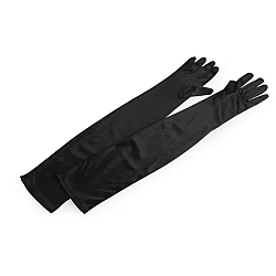 Mănuși satinate de ocazie lungi - Negru (1 Pereche)