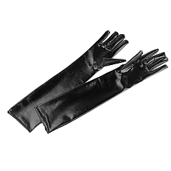 Mănuși lungi de ocazie imitație latex - Negru (1 Pereche)