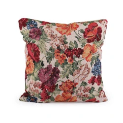 Fata de perna goblen flori 45x45 cm - Roz somon deschis (1 Bucată)