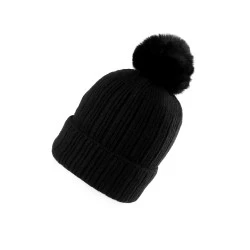 Căciulă de iarnă cu pompon pentru femei/fete emi ross - Negru (1 Bucată)